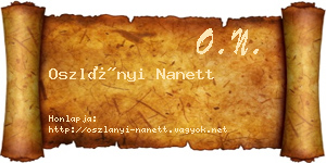 Oszlányi Nanett névjegykártya